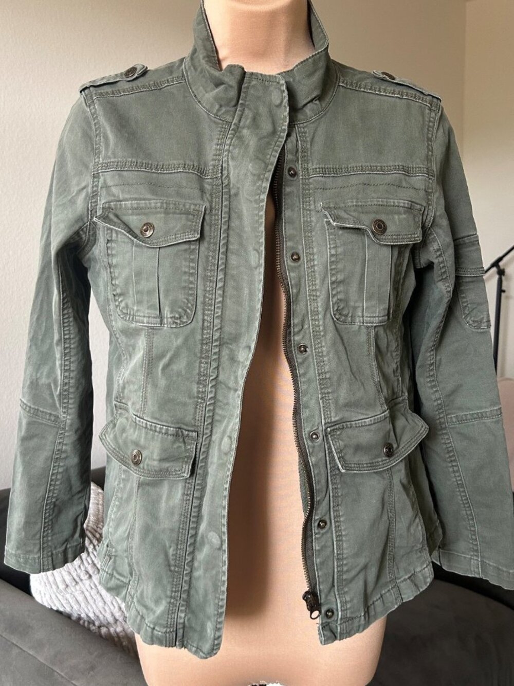 KENSIE Olive Green Military Utility Jacket EUC